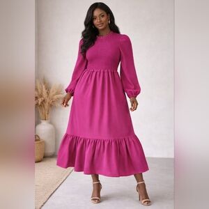 Elegant Pink Long Sleeve Dress